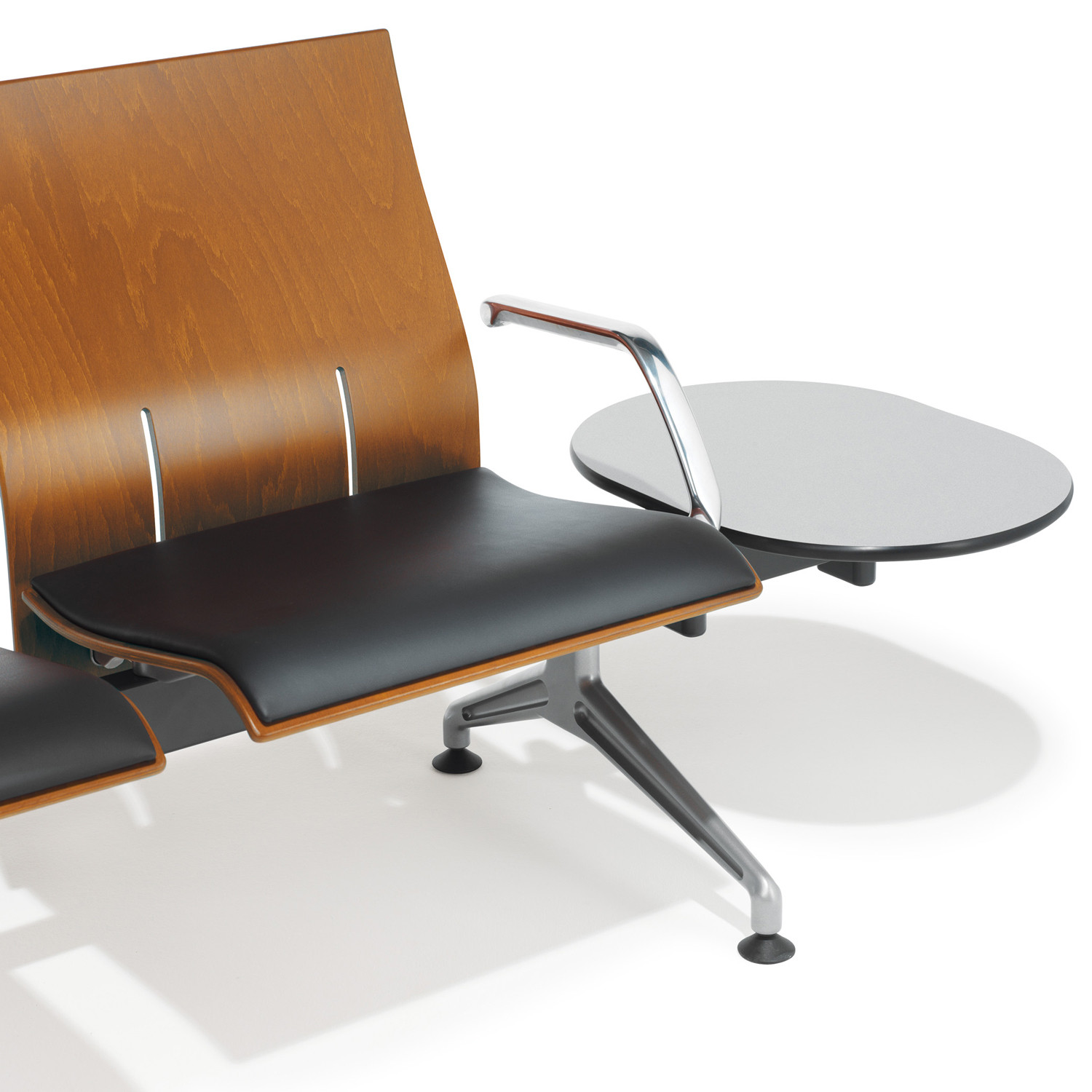 7000 Airport Seating with padded seat, end arm and round table 7000 Airport Seating with padded seat, end arm and round table