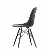 Eames Plastic Side Chair RE DSW, black seat and base