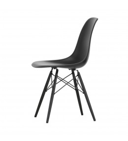 Eames Plastic Side Chair RE DSW, black seat and base