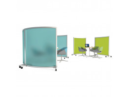Acrylic and upholstered curved screens