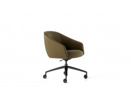 Paloma Meeting chair in olive upholstery with a black castor base