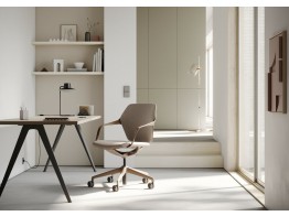 Ray Work Chair with upholstered seat and back at a desk