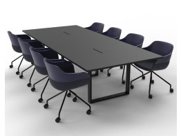 Workbench Loop Table with black top and steel frame