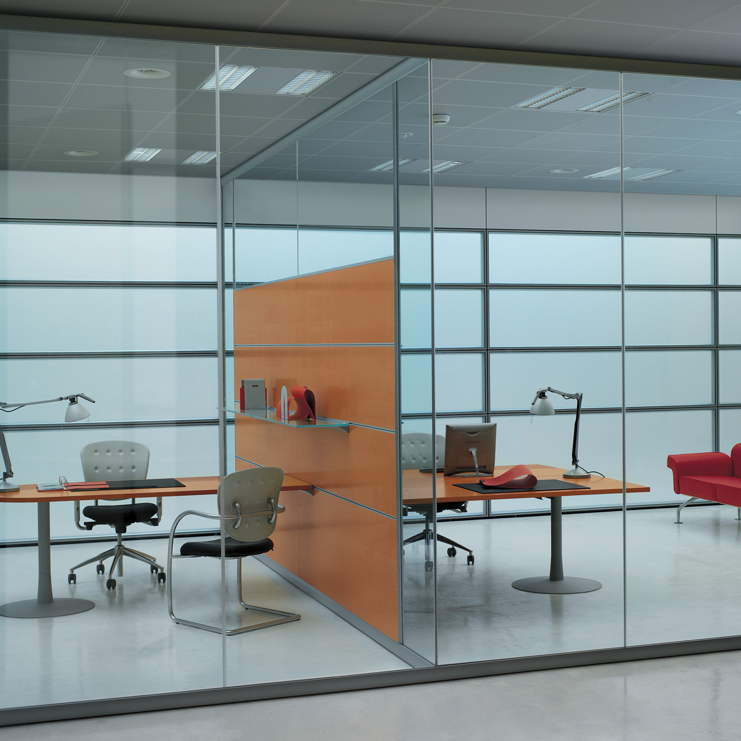 Areaplan Kristal Partitions + Glass Shelves + Worktops