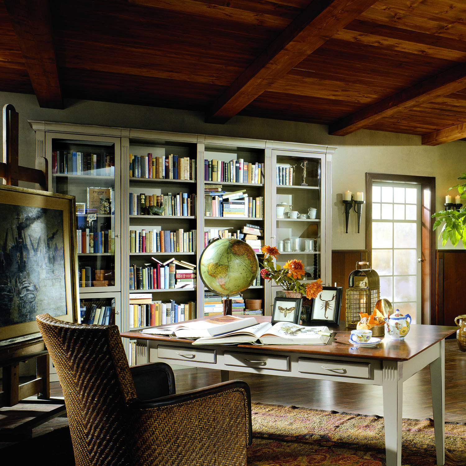 Classic Library with Glass Doors