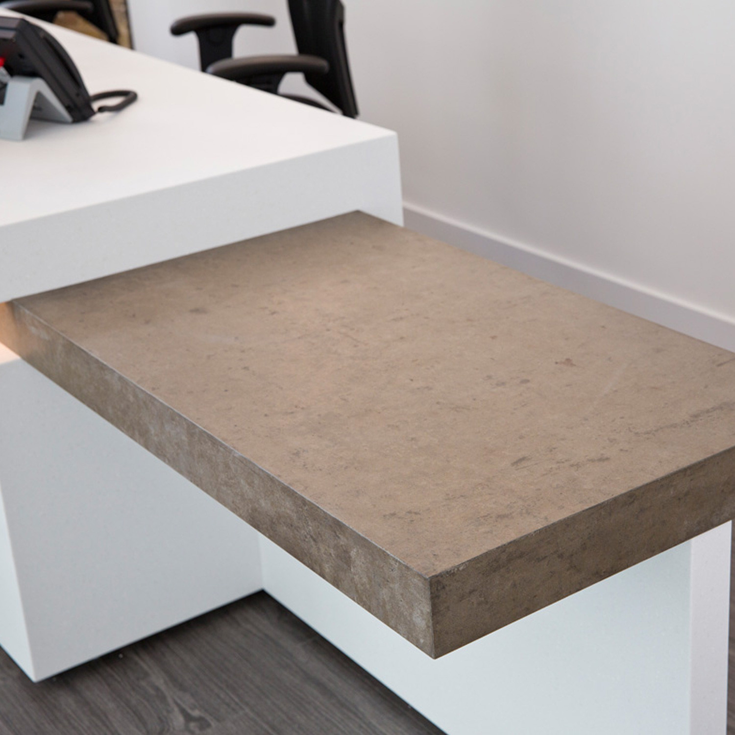 Corian Reception Desk With Eco-friendly Concrete