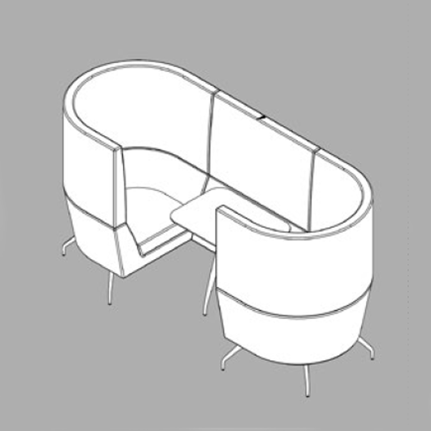 Cwtch Workbay Sofa CAD
