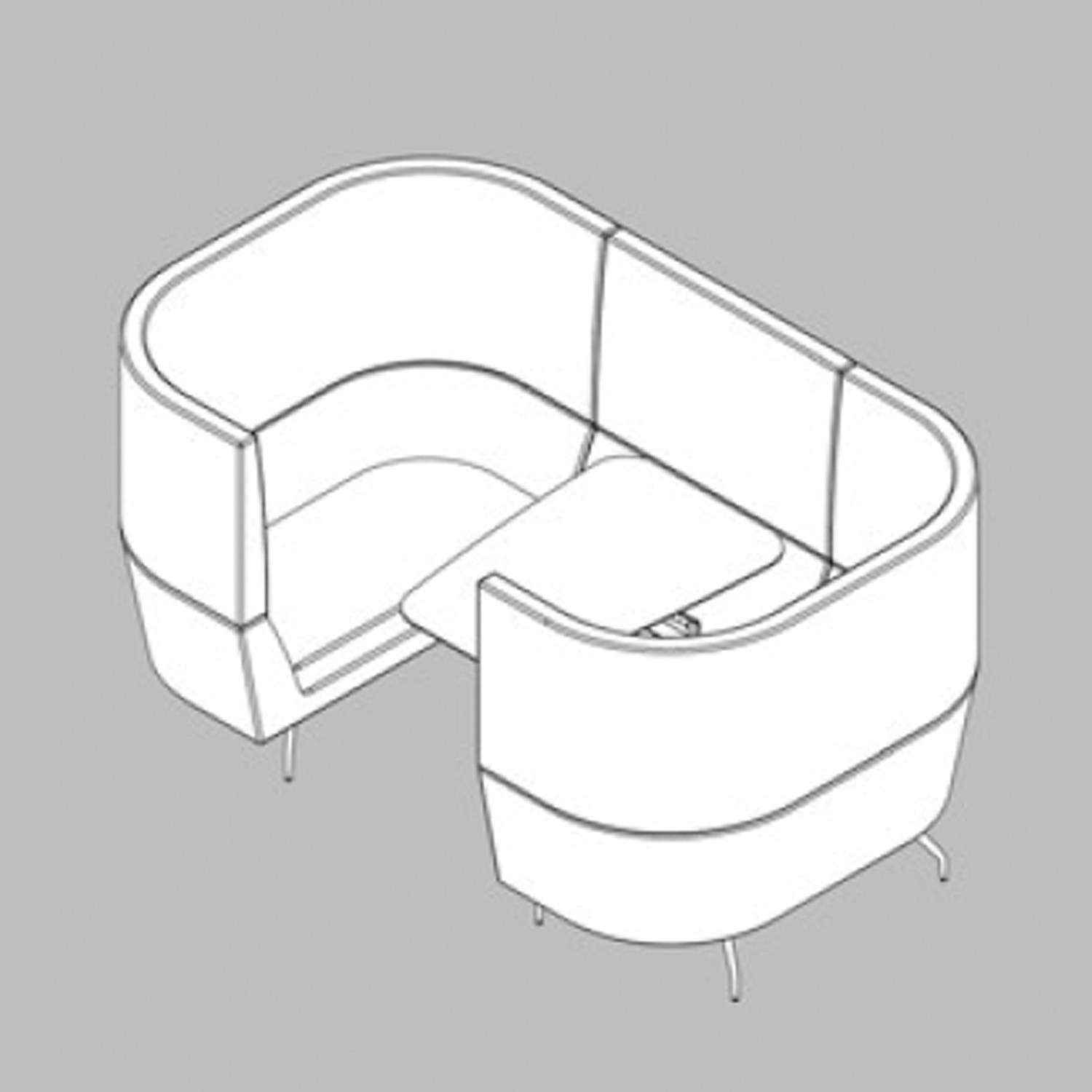 Cwtch Workbay Sofa Line Drawing