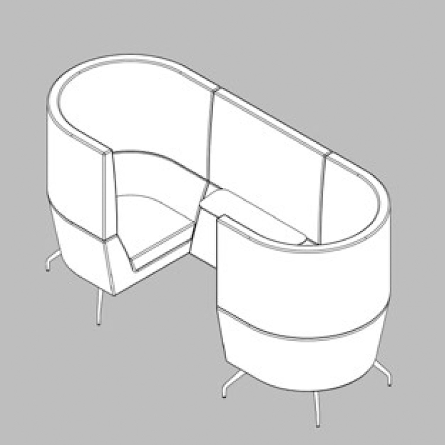 Cwtch Workbay Sofa CAD