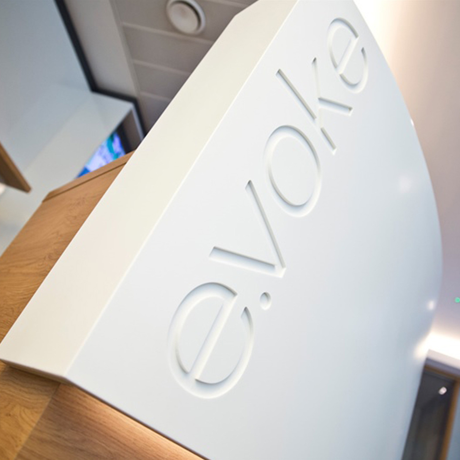 Evoke Reception Desk Counter With Embossed Logo
