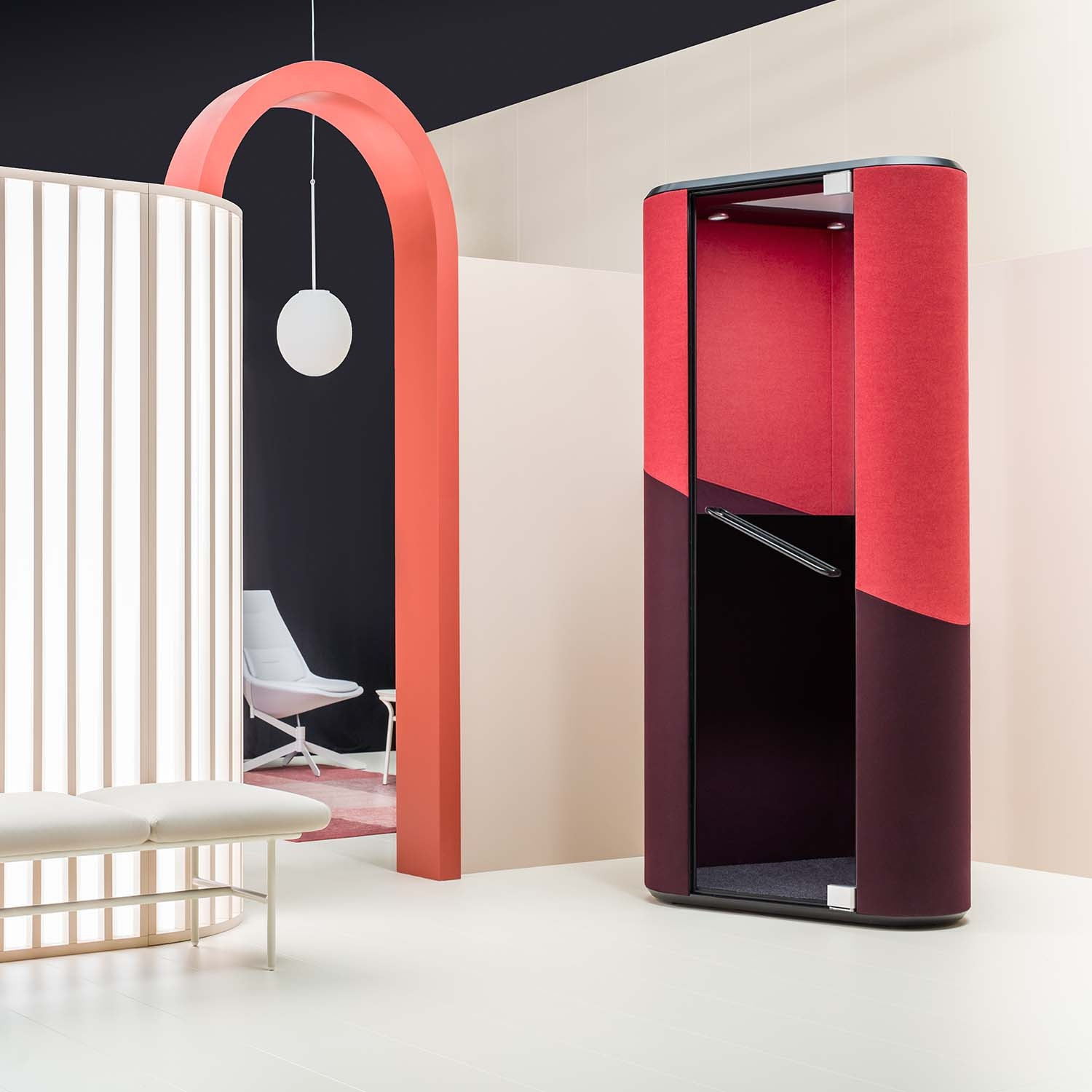 Hana Acoustic Phone Booth in Red And Black