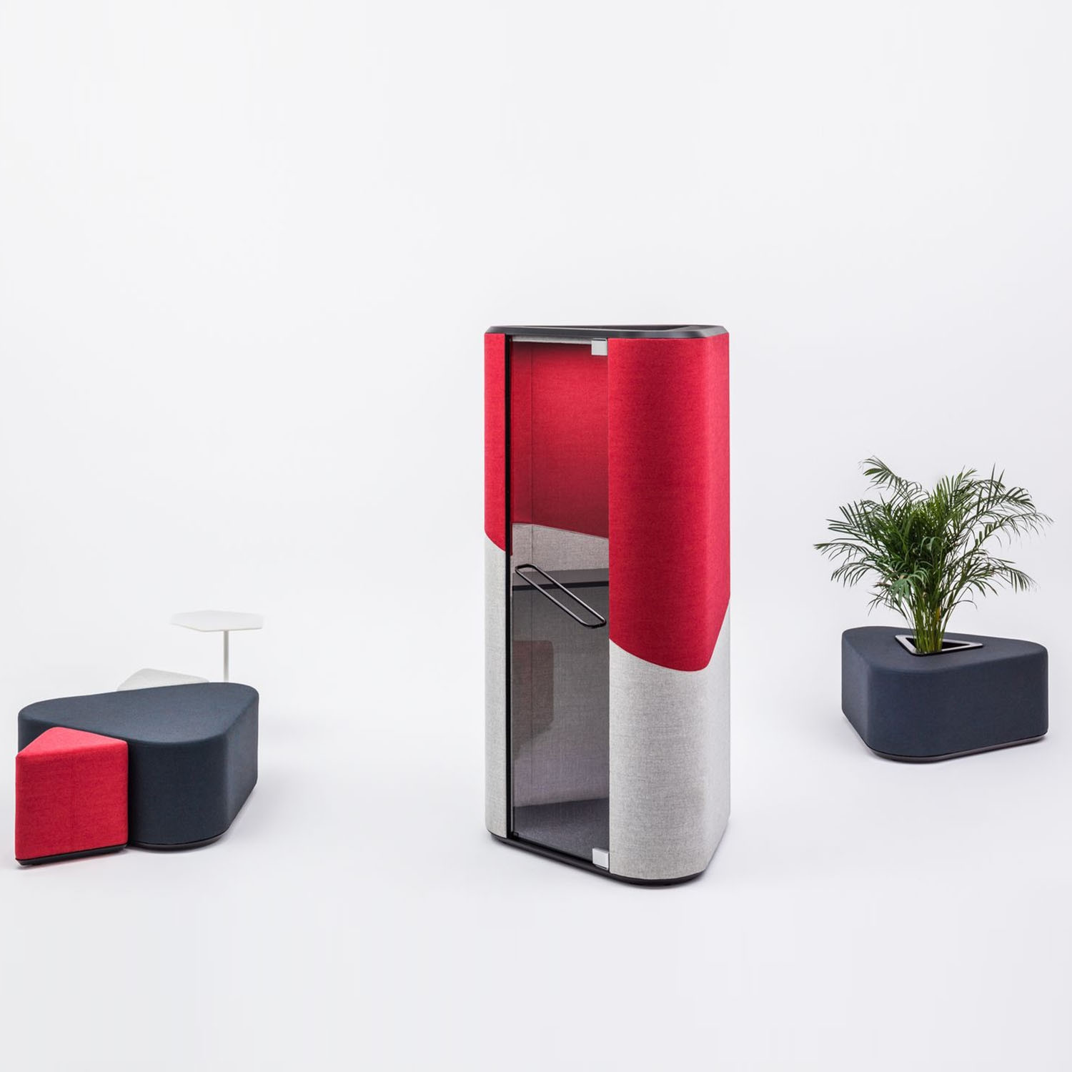 Hana Acoustic Phone Booth in Red And Grey