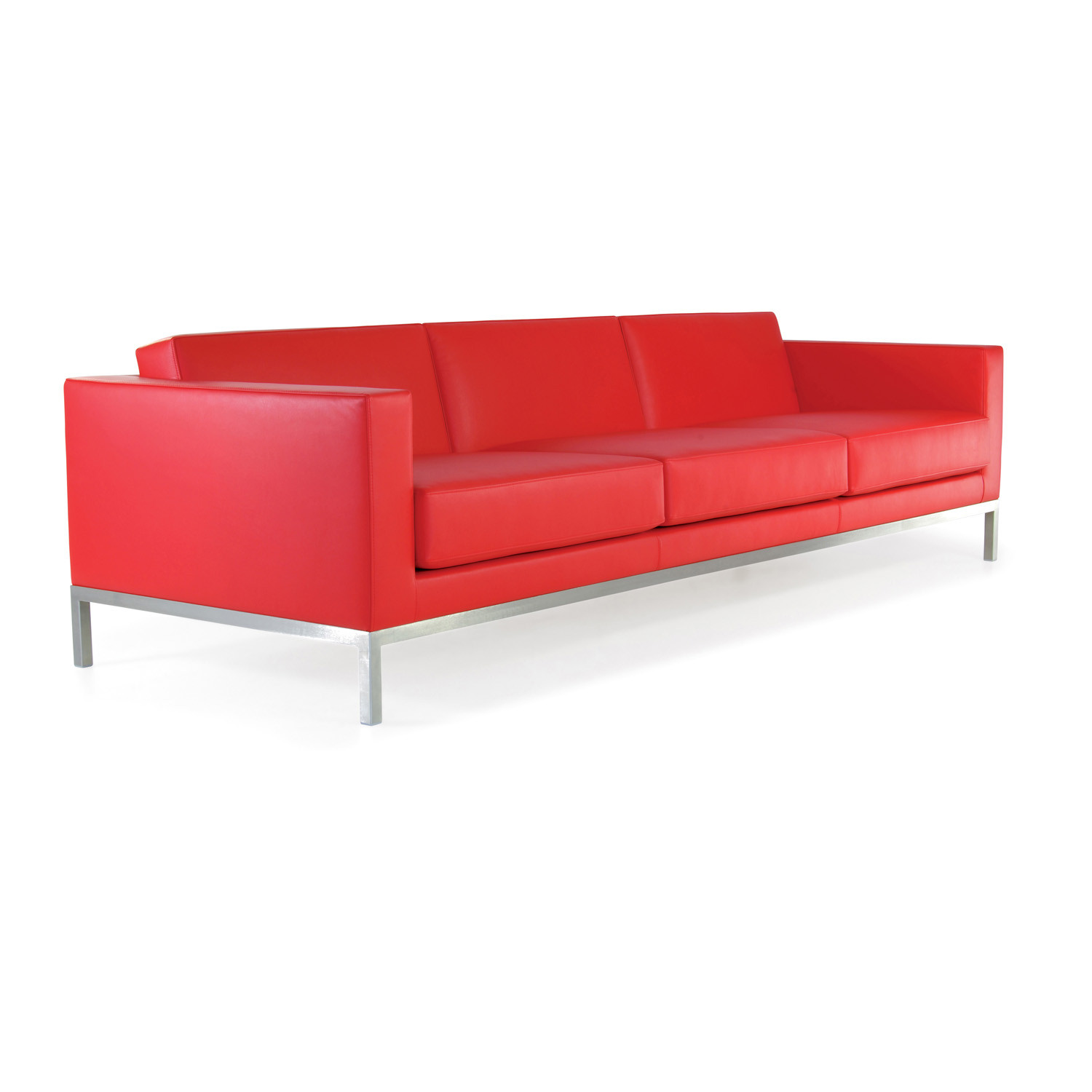HM26 Three-Seater Sofa in red leather upholstery