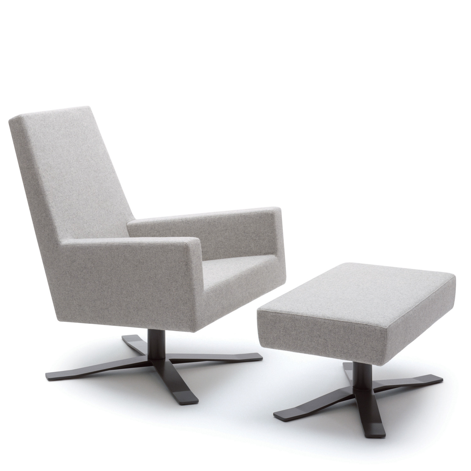 HM44 Armchair and Footstool in self-centering swivel base