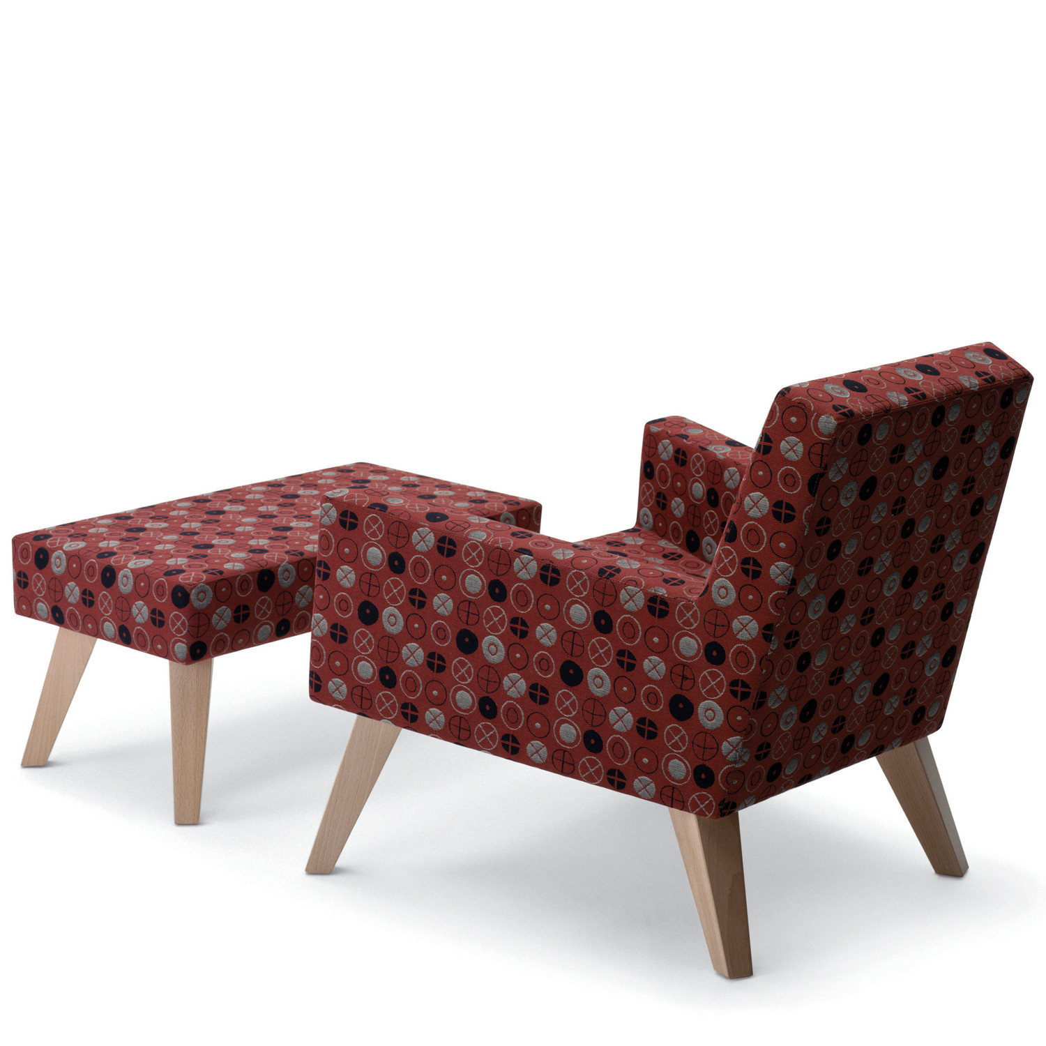HM44 Armchair and Footstool in beech legs