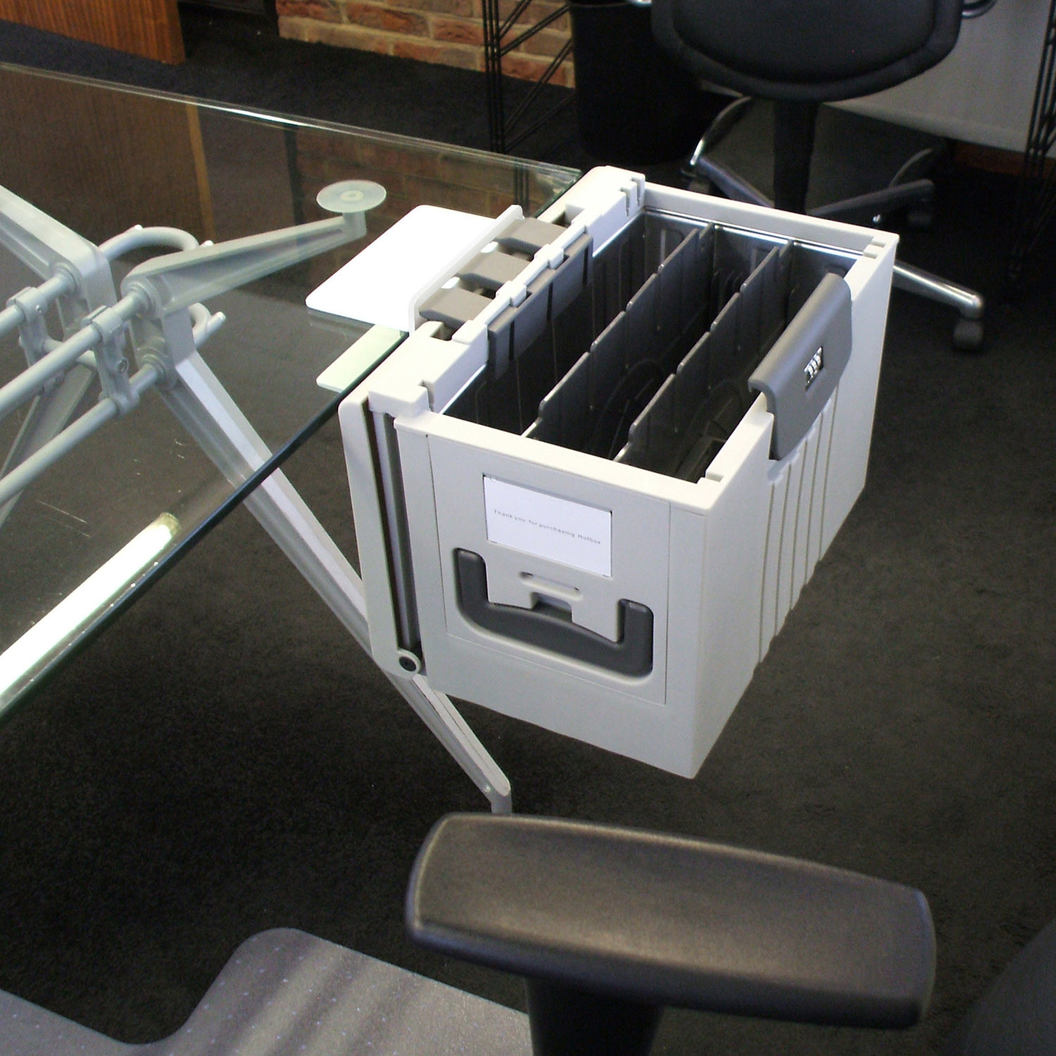 HotBox Storage Latched onto Office Desk