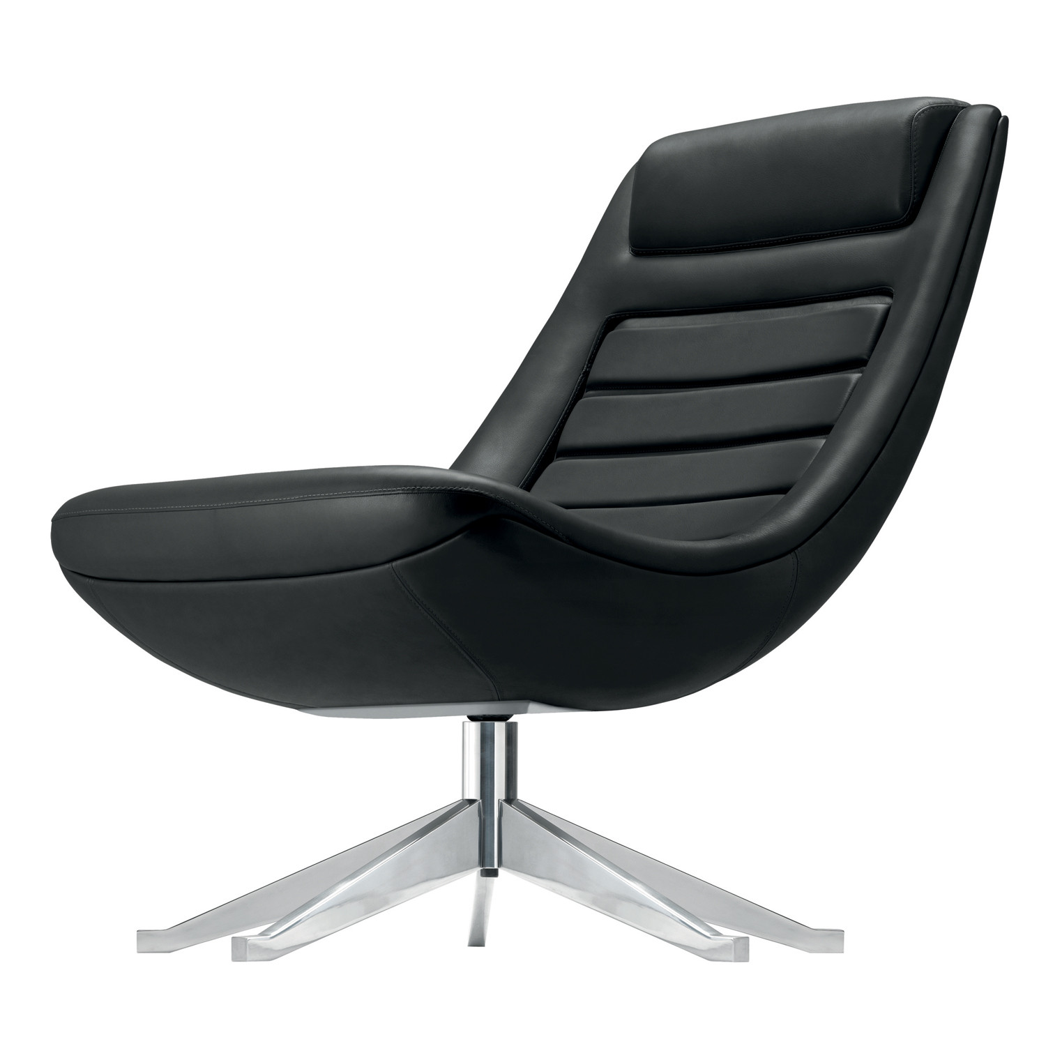 Manzù Armchair upholstered in black leather