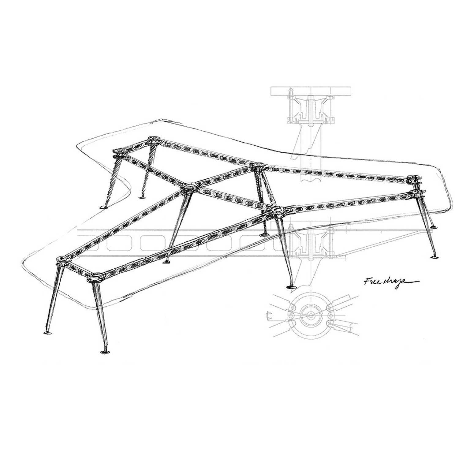 MedaMorph Conference Table sketch by Alberto Meda