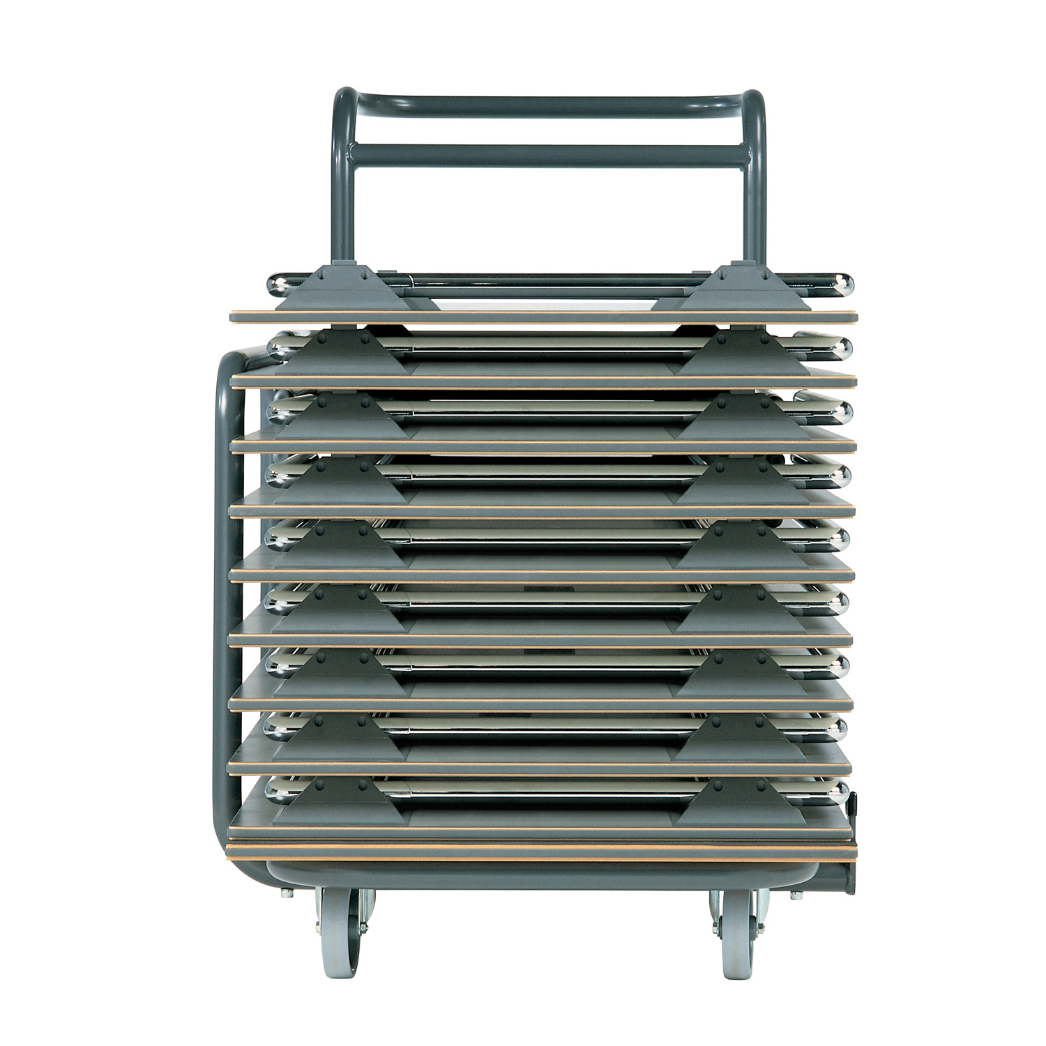 Plico Tables Stacked on Trolley