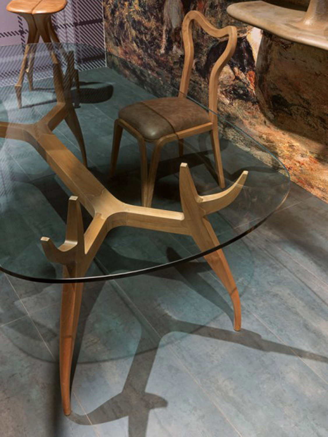 Stag Table with Walnut Frame