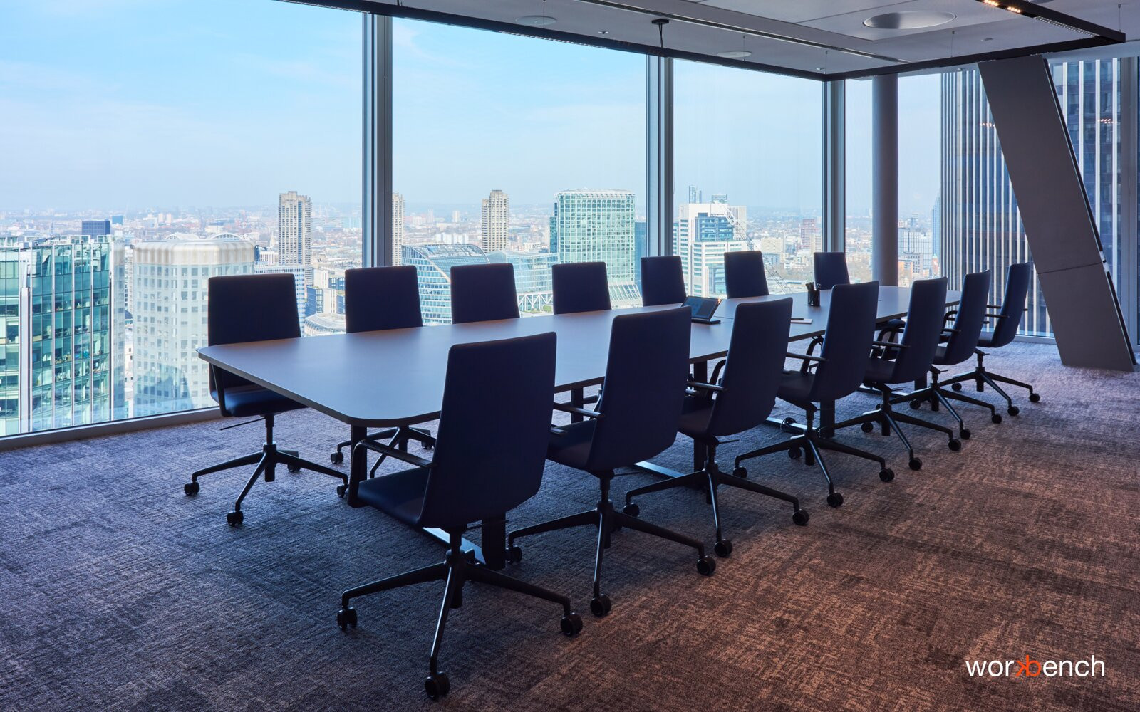 Workbench Loop boardroom table with city view