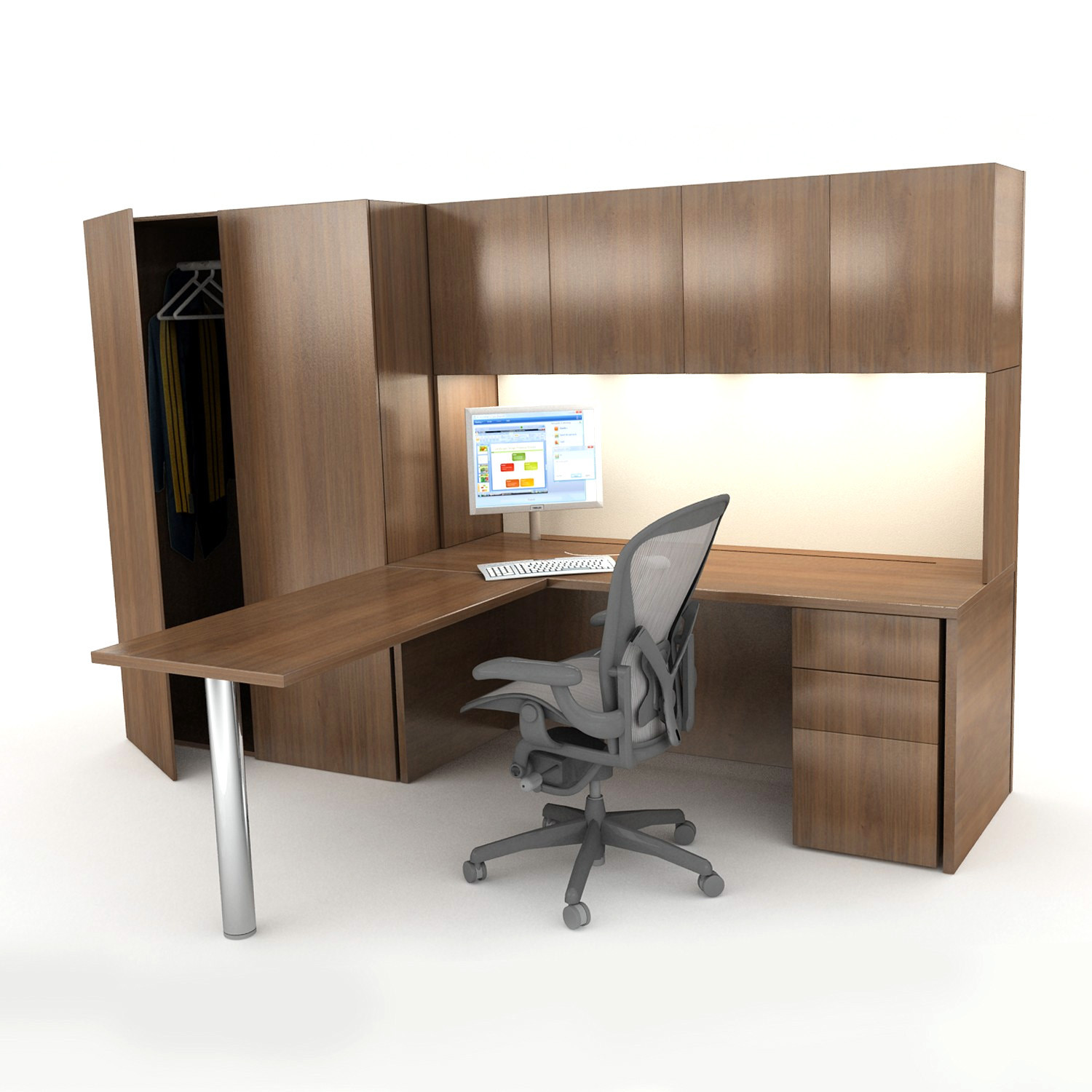 Bespoke Walnur Workwall Desk and Storage